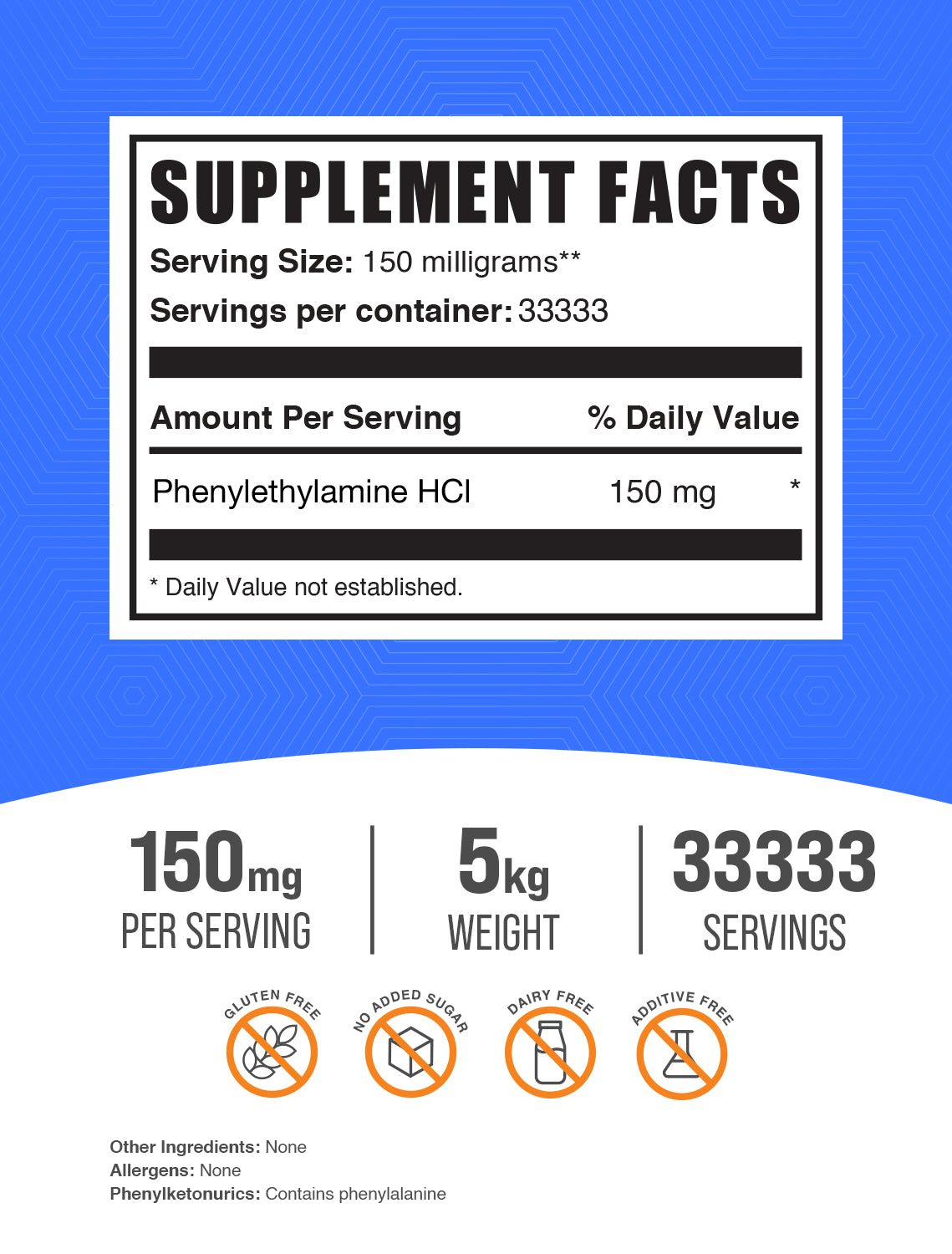 Phenylethylamine HCl (PEA) Powder 5kg Label