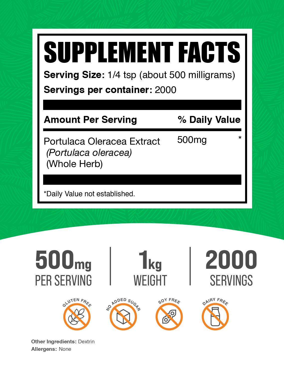 Portulaca Oleracea Extract Powder 1kg Label