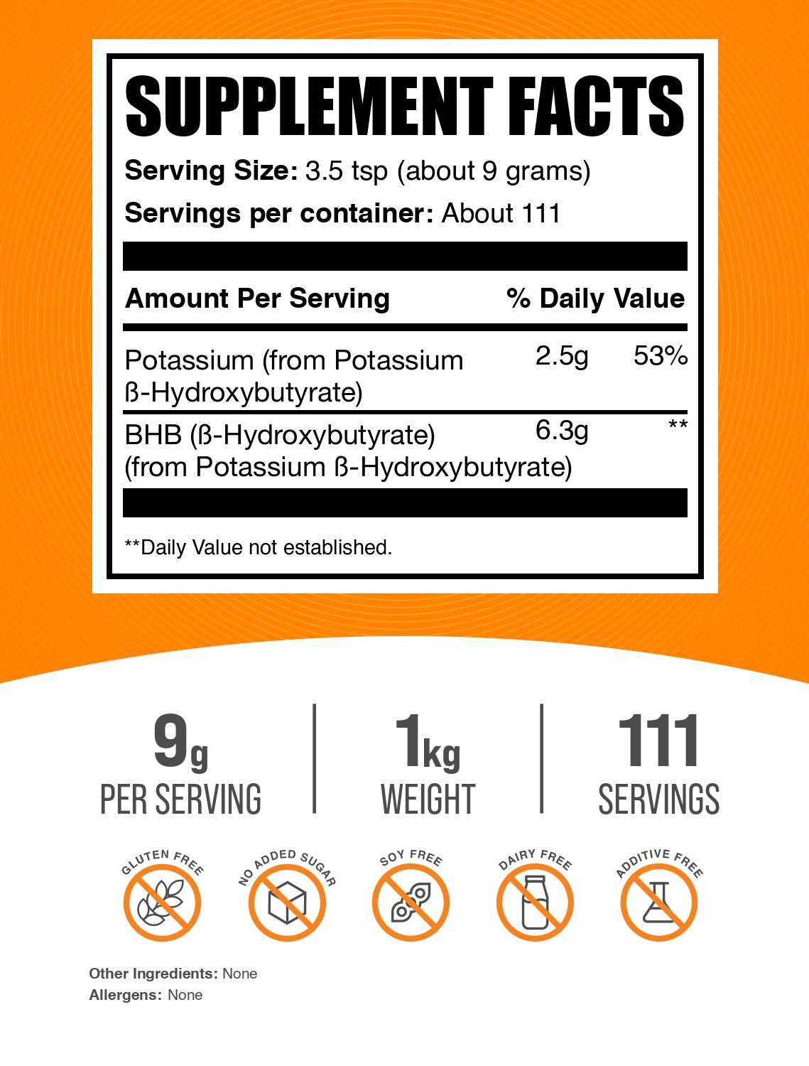 Potassium BHB powder label 1kg
