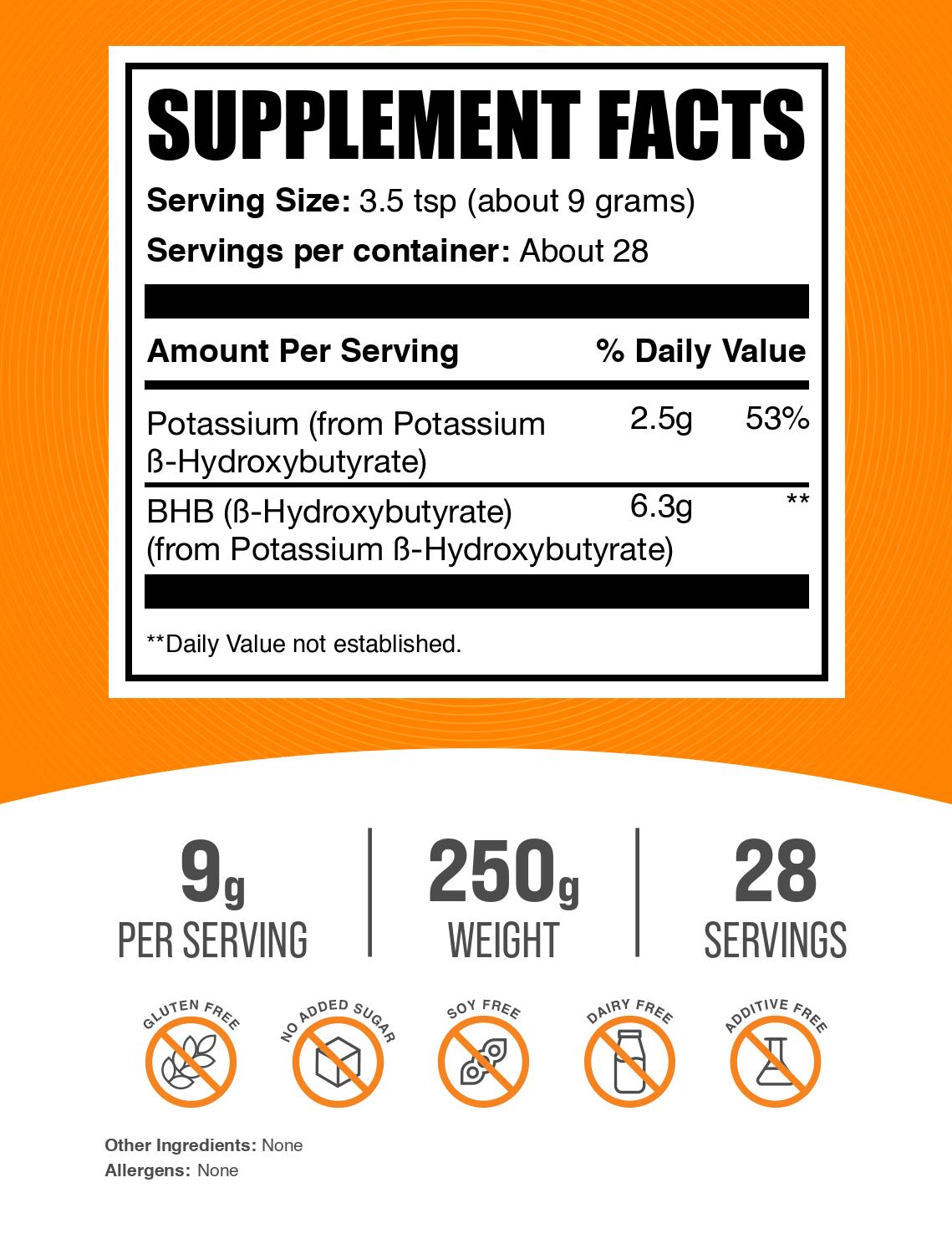 Potassium BHB powder label 250g