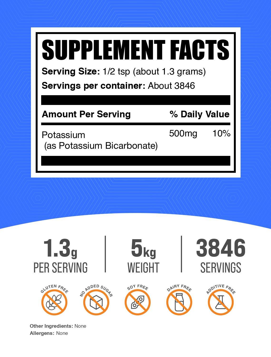 Potassium bicarbonate powder label 5kg
