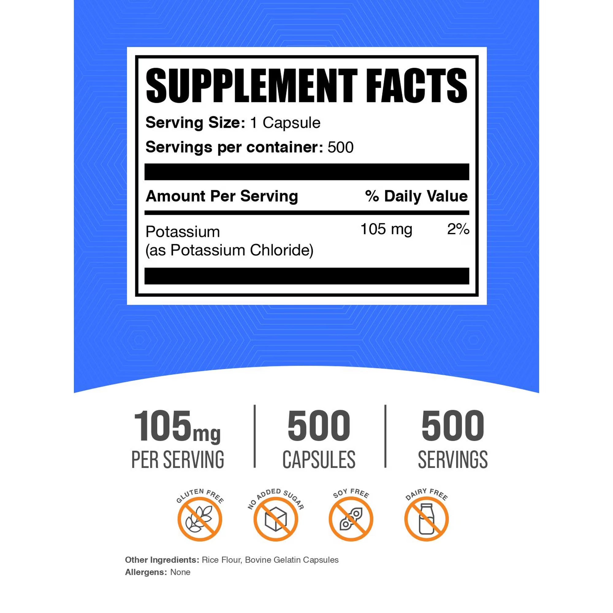 Potassium Chloride Capsules 500ct Label