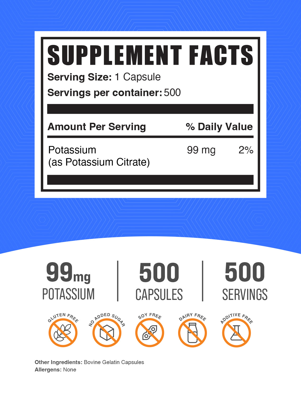 Potassium citrate 500 capsules label