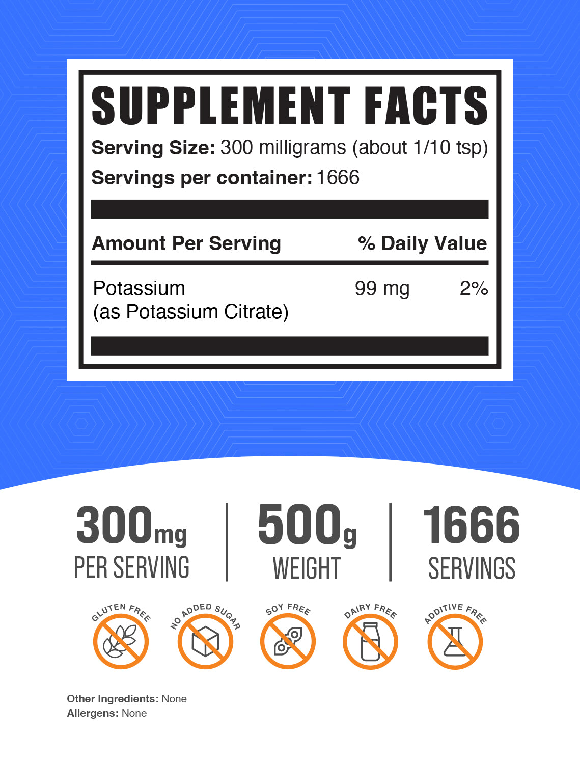 Potassium citrate powder label 500g
