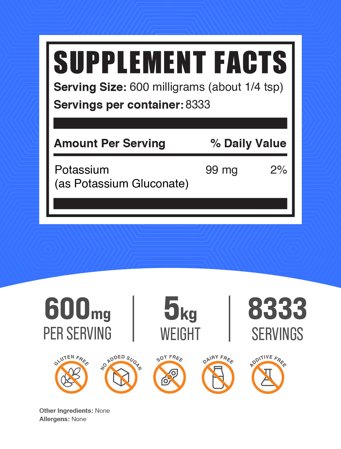 Potassium Gluconate Powder 5kg Label
