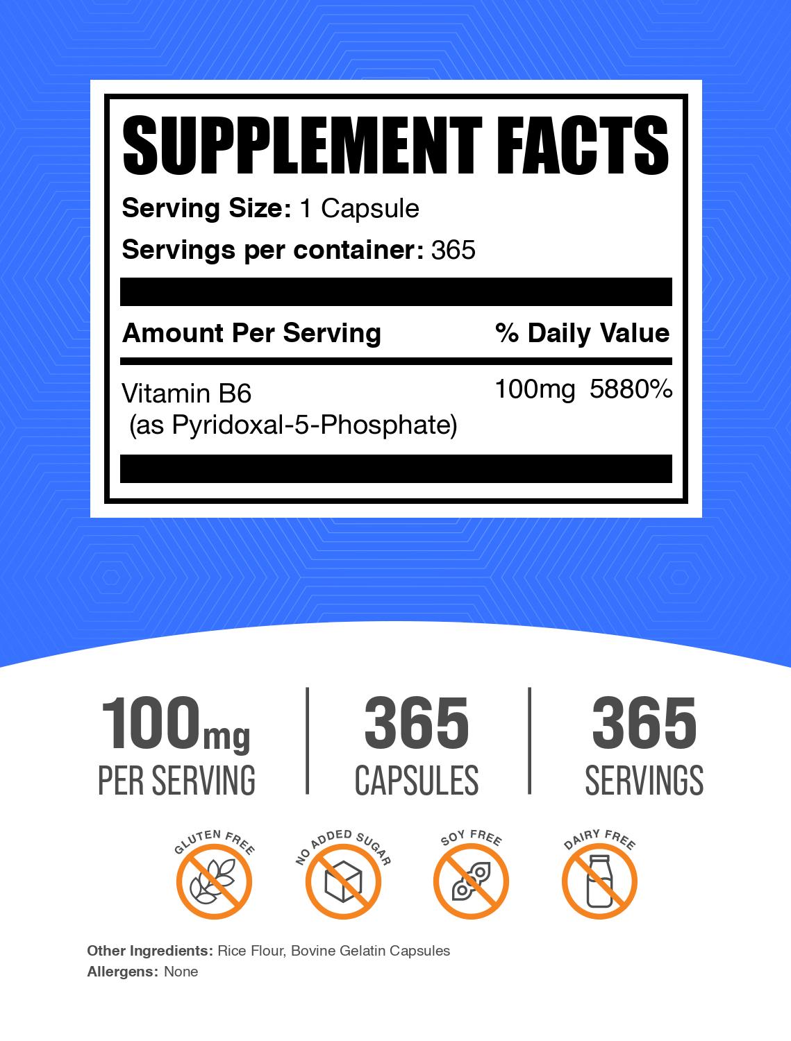 P5p 100mg 365 capsules label