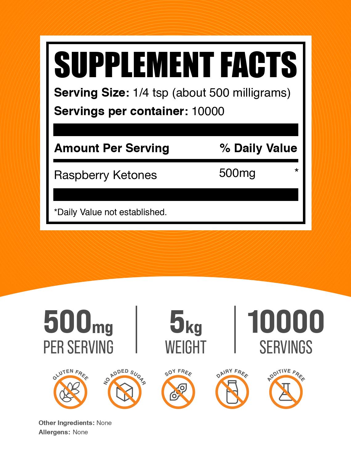 Raspberry ketones powder label 5kg