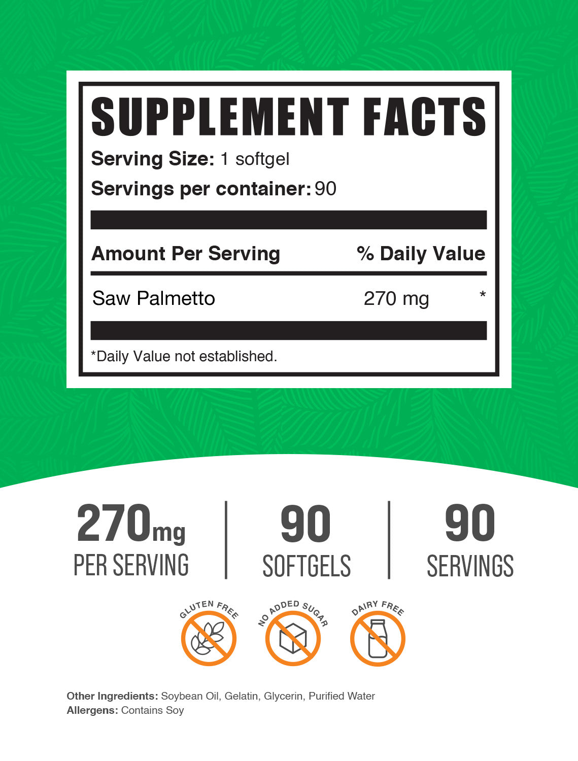 Saw Palmetto Softgels 90 ct label