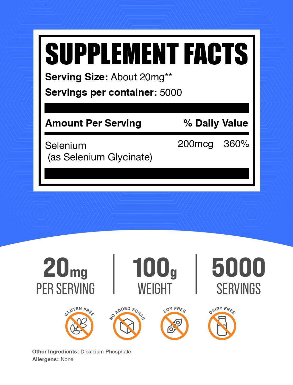Selenium glycinate powder label 100g