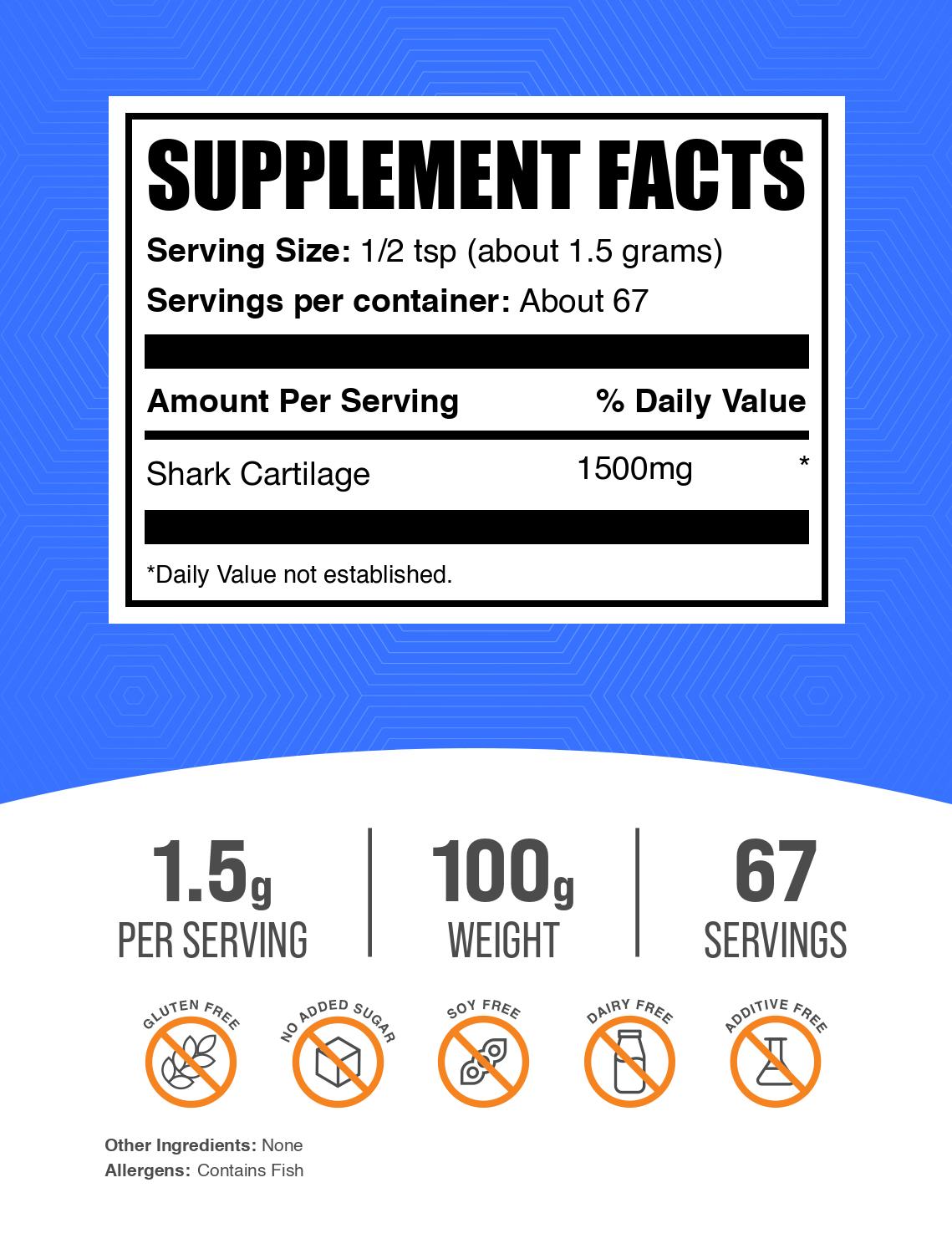 Shark cartilage extract powder label 100g