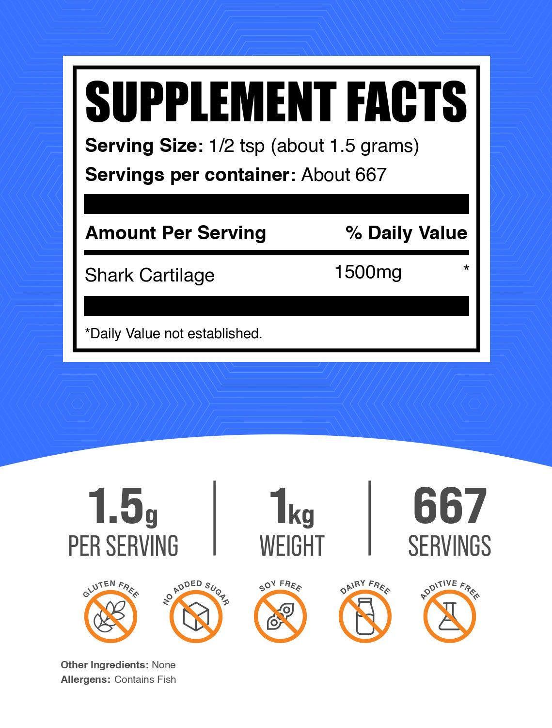 Shark cartilage extract powder label 1kg