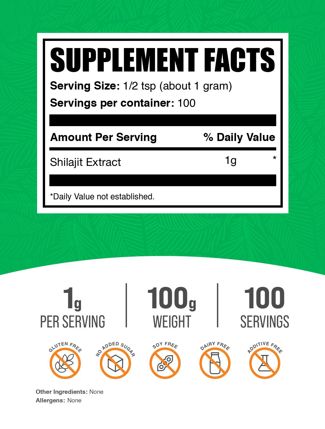 Shilajit extract powder label 100g