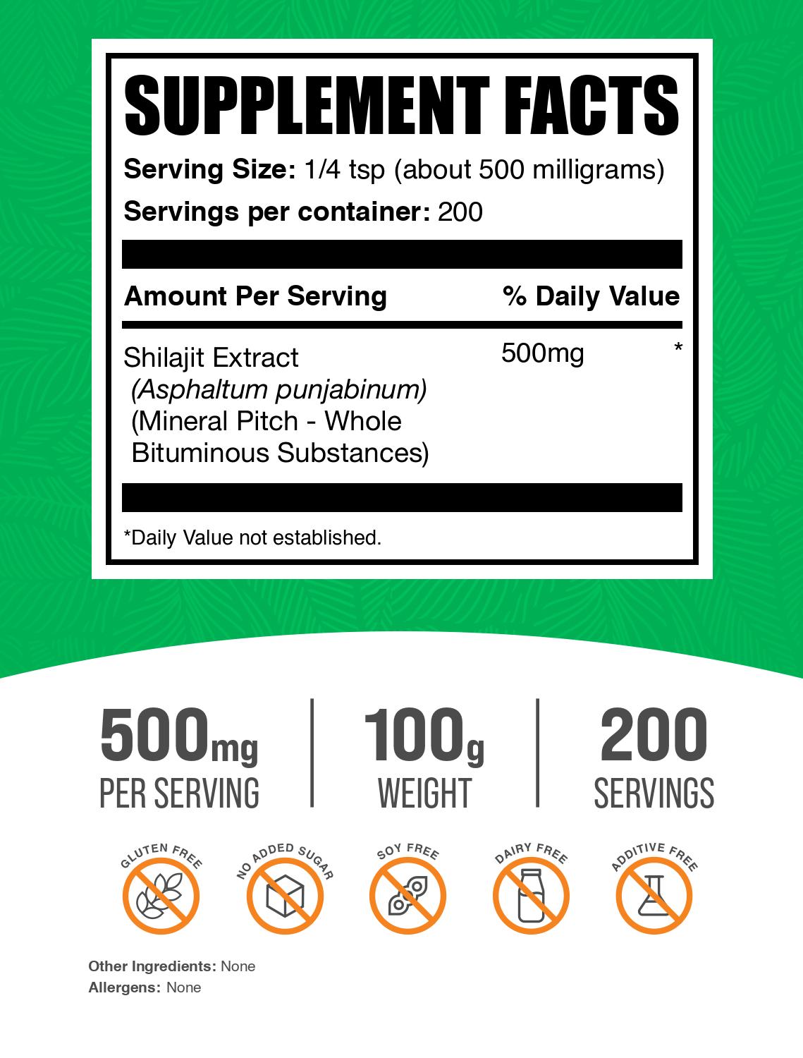 Shilajit extract powder label 100g