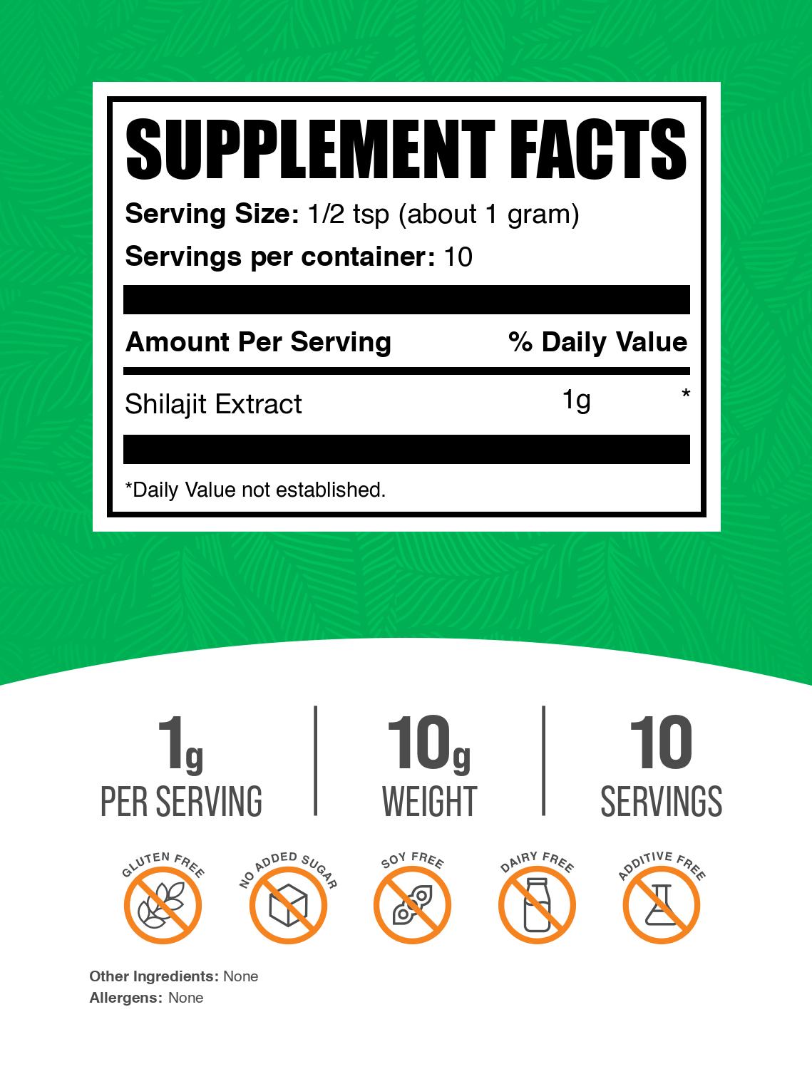 Shilajit extract powder label 10g