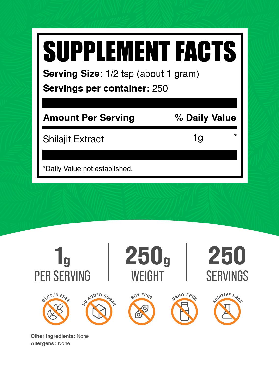 Shilajit extract powder label 250g