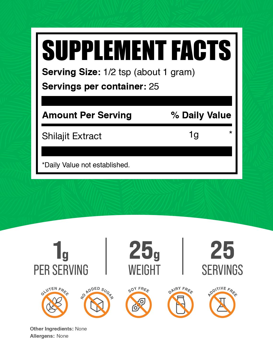 Shilajit extract powder label 25g