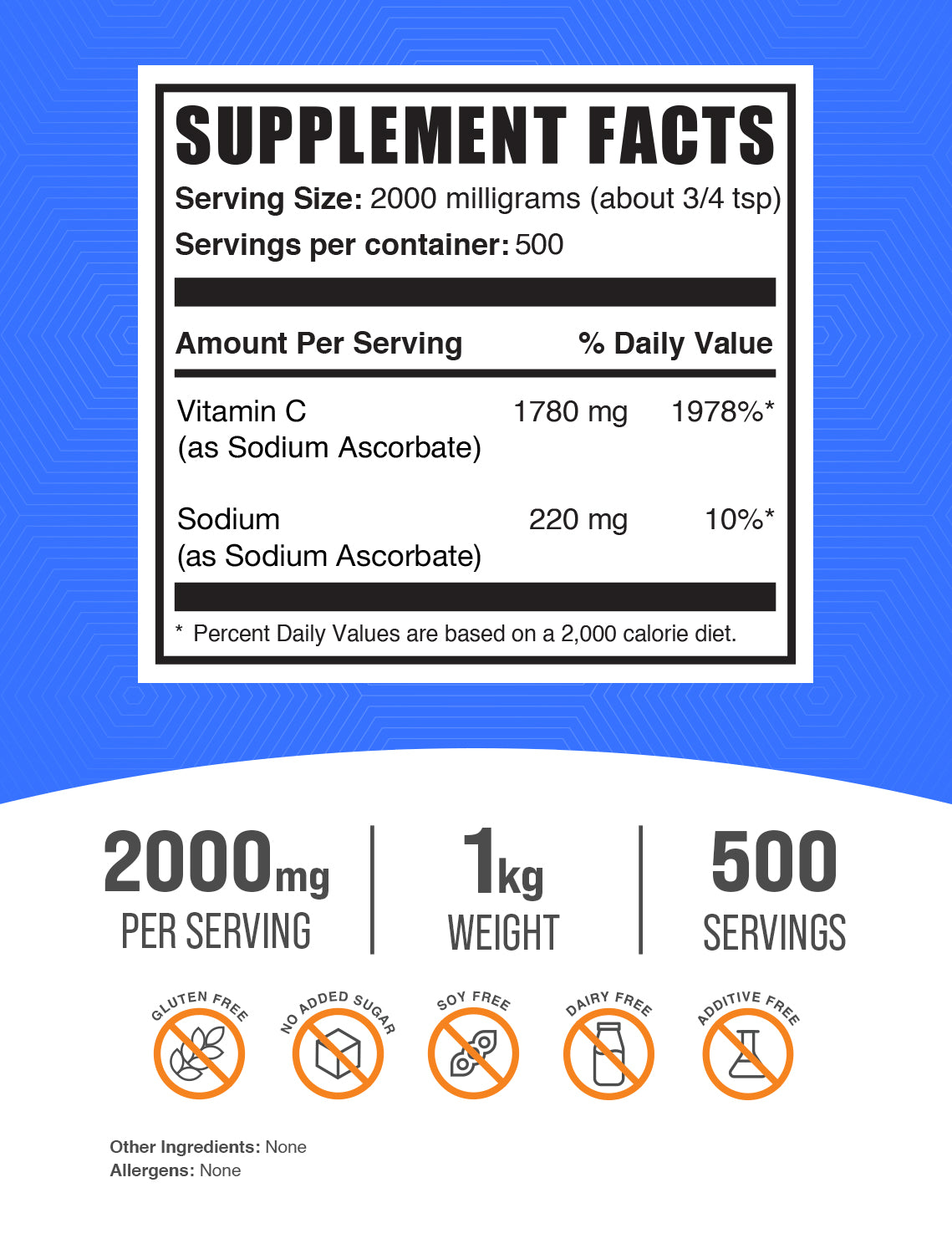 Sodium Ascorbate Powder 1kg Label