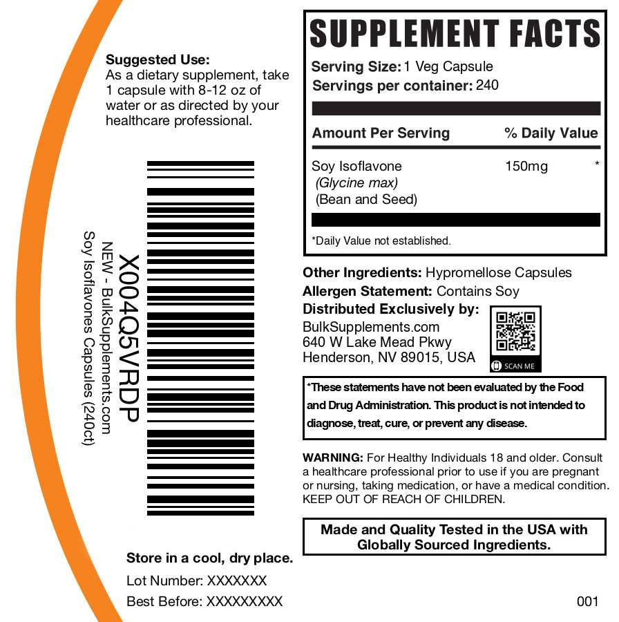 Soy isoflavones 240 capsules label