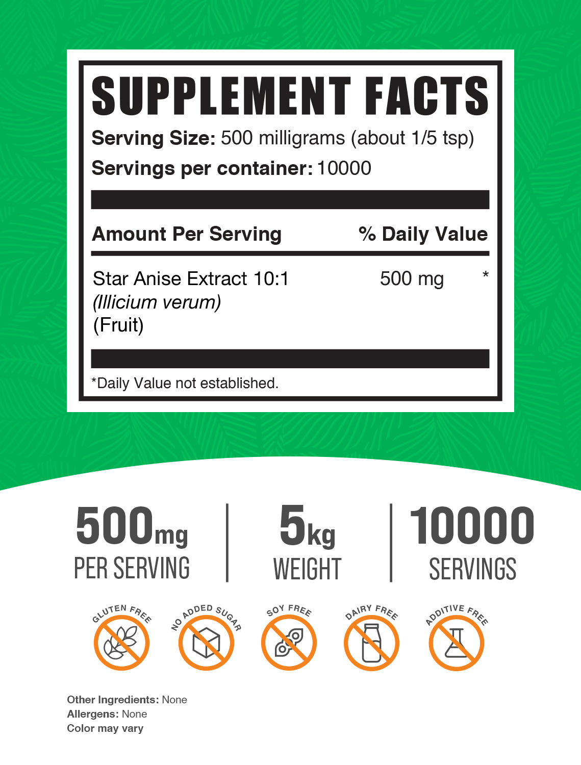 Star Anise Extract Powder 5kg Label
