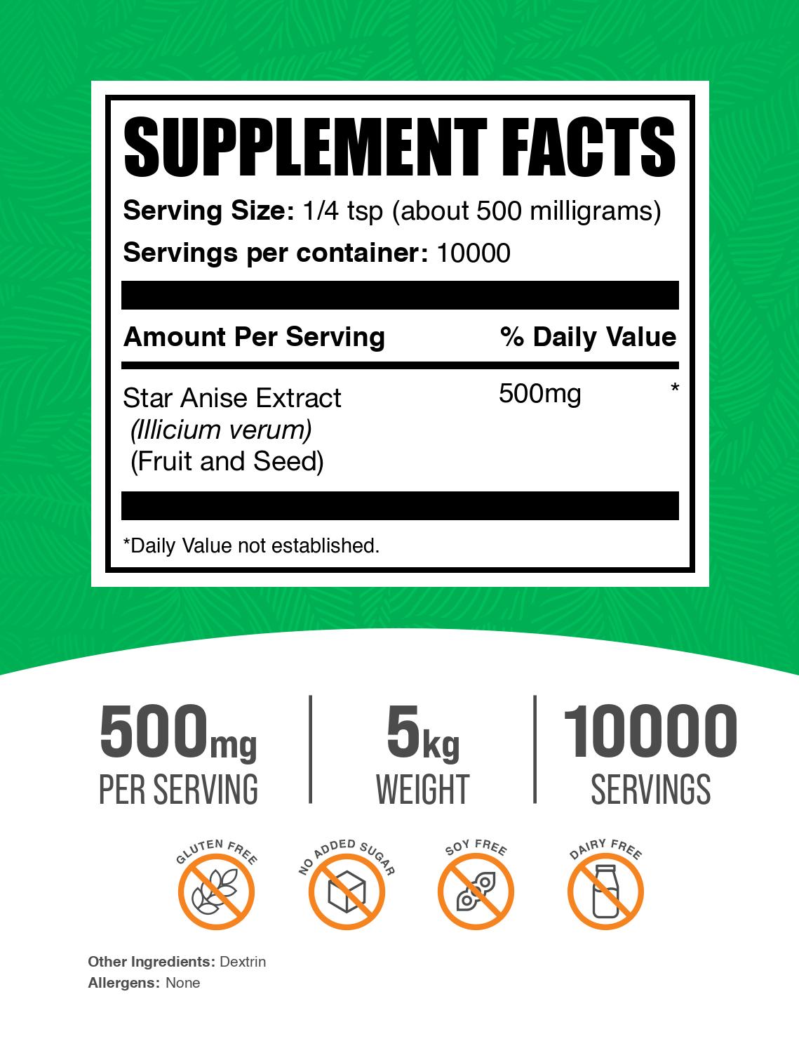Star anise extract powder label 5kg