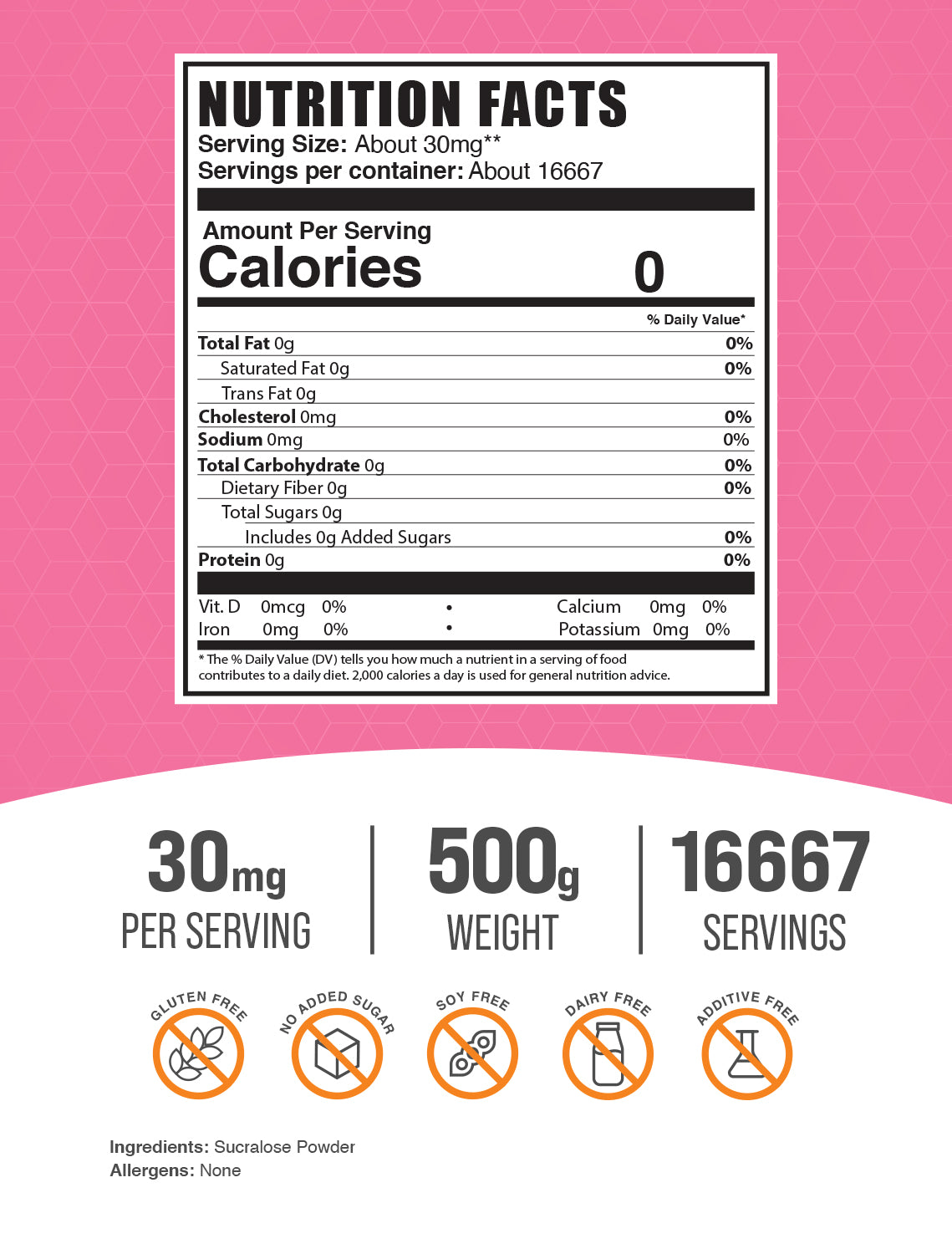 Sucralose Powder 500g Label