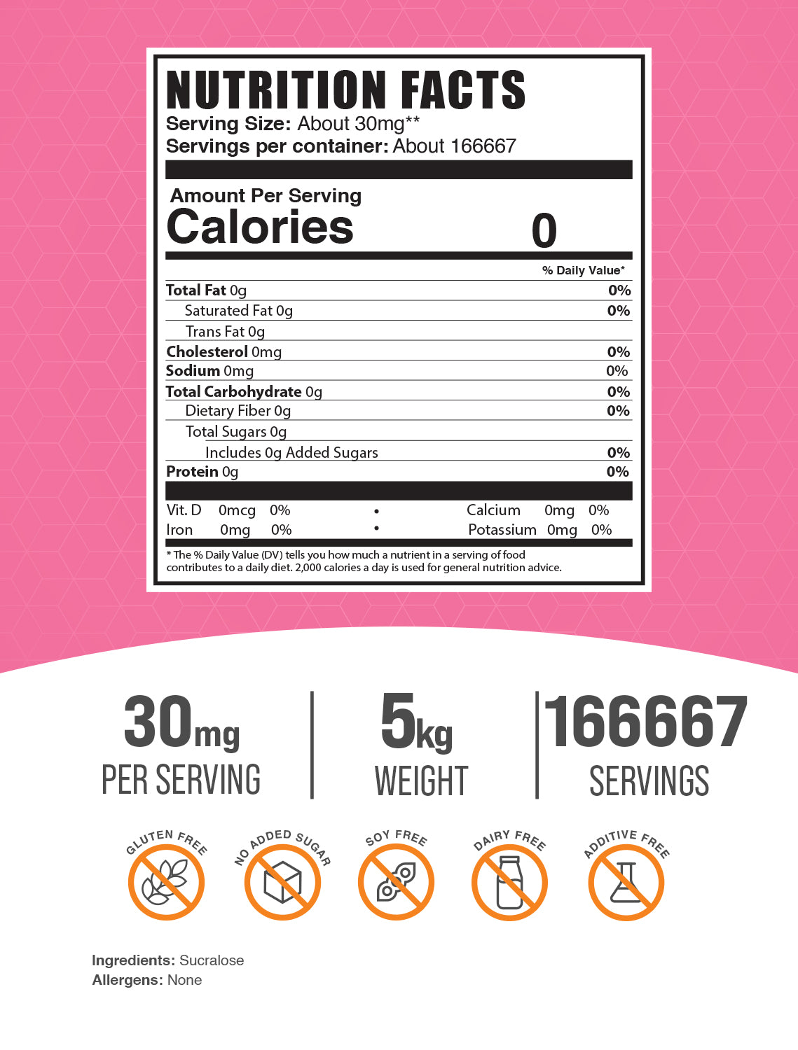 Sucralose powder label 5kg