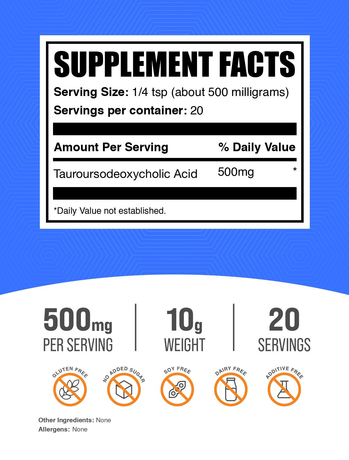 TUDCA powder label 10g