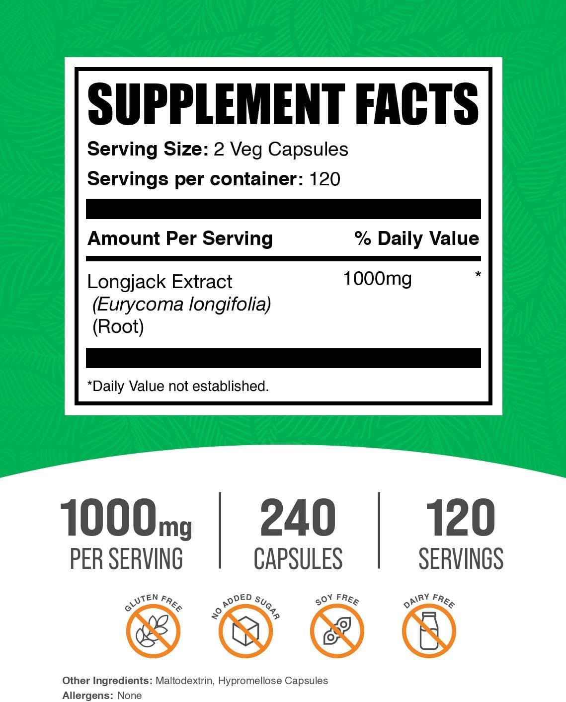 Tongkat Ali Longjack Capsules 240ct Label