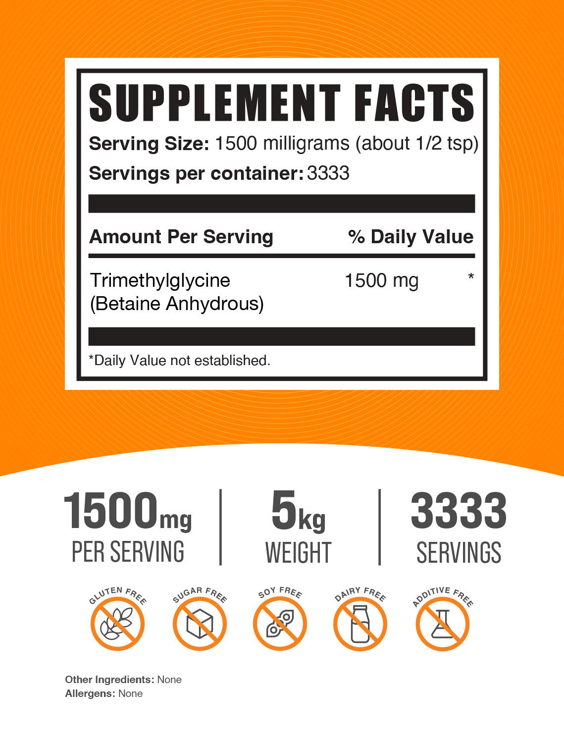 Supplement Facts TMG Powder