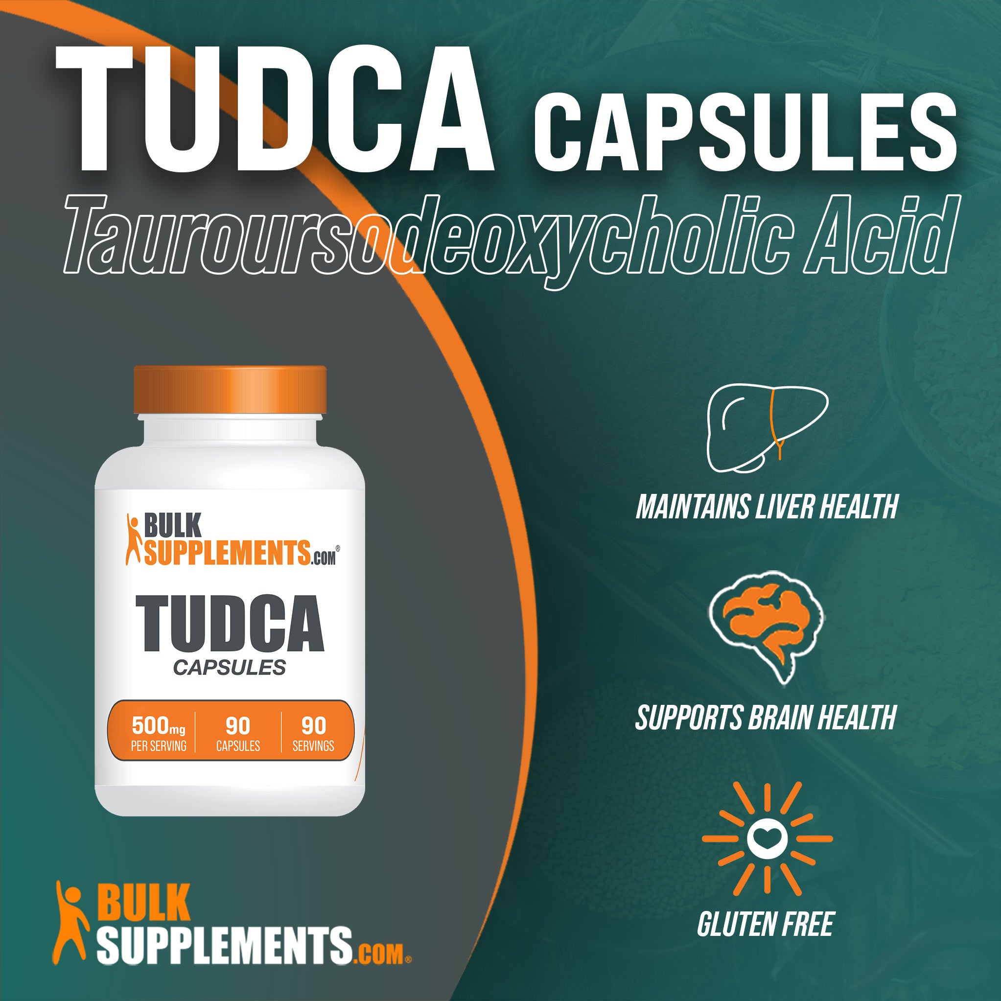 Benefits of TUDCA Capsules: maintains liver health, supports brain health, gluten free