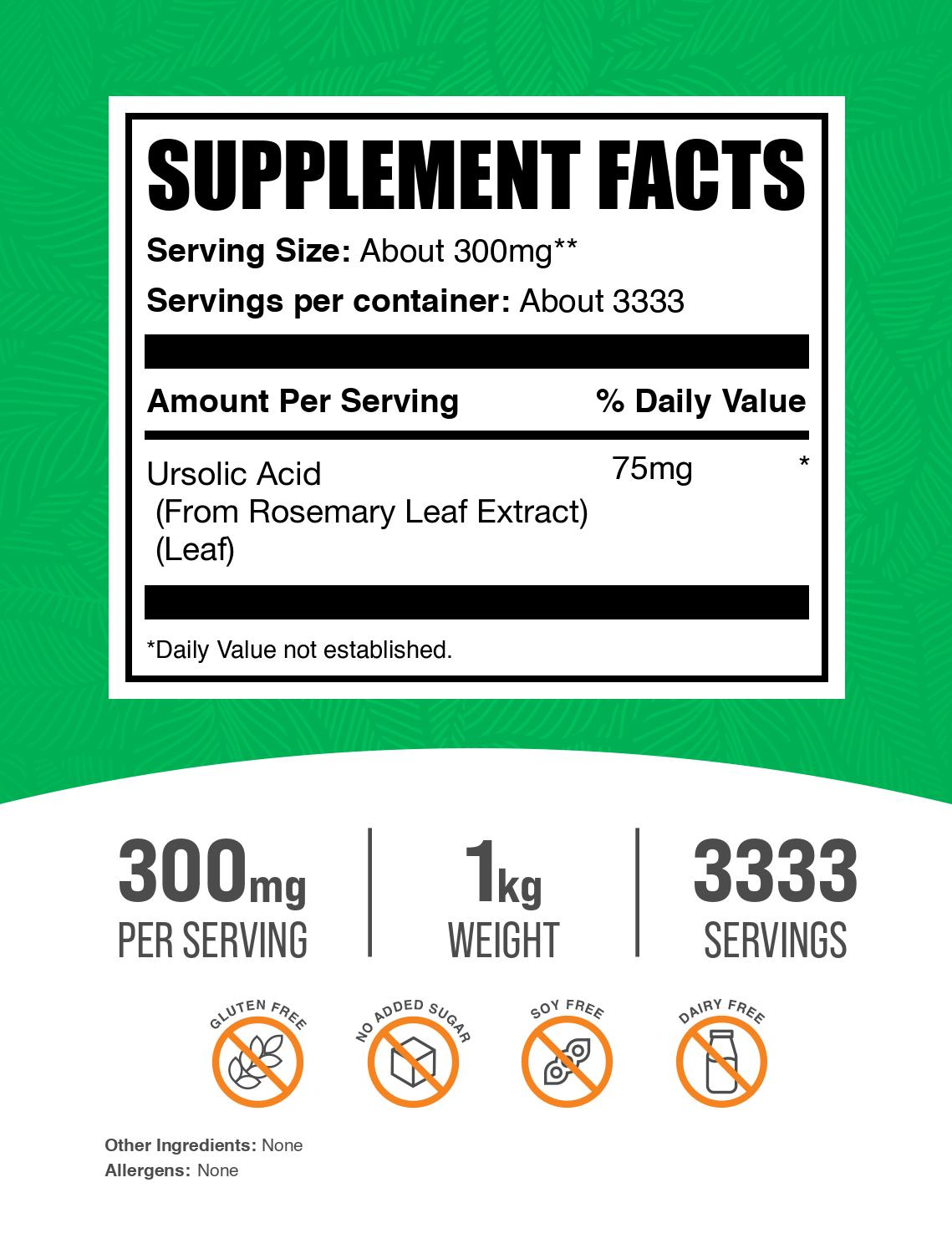 Ursolic Acid Powder 1kg Label