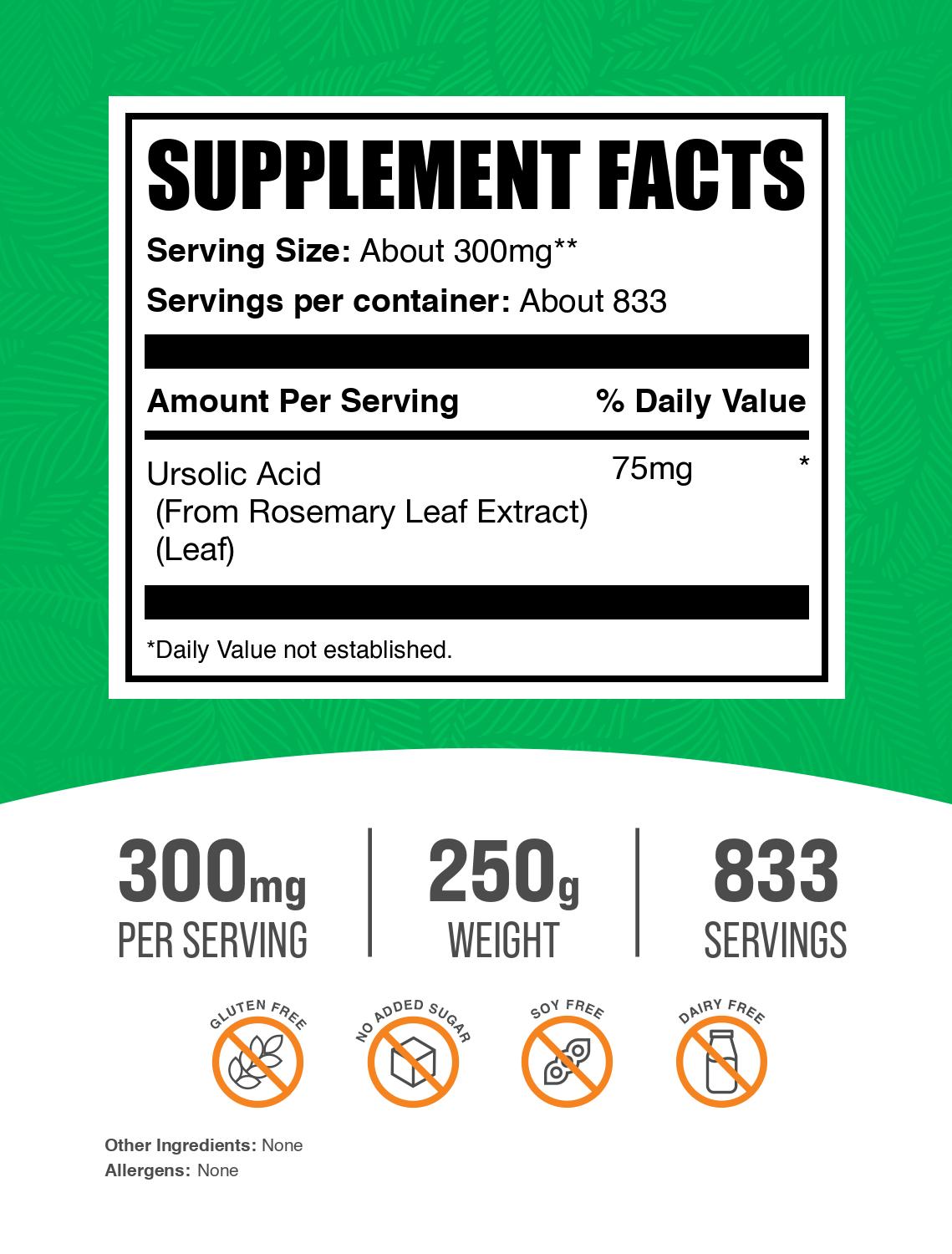 Ursolic Acid Powder 250g Label