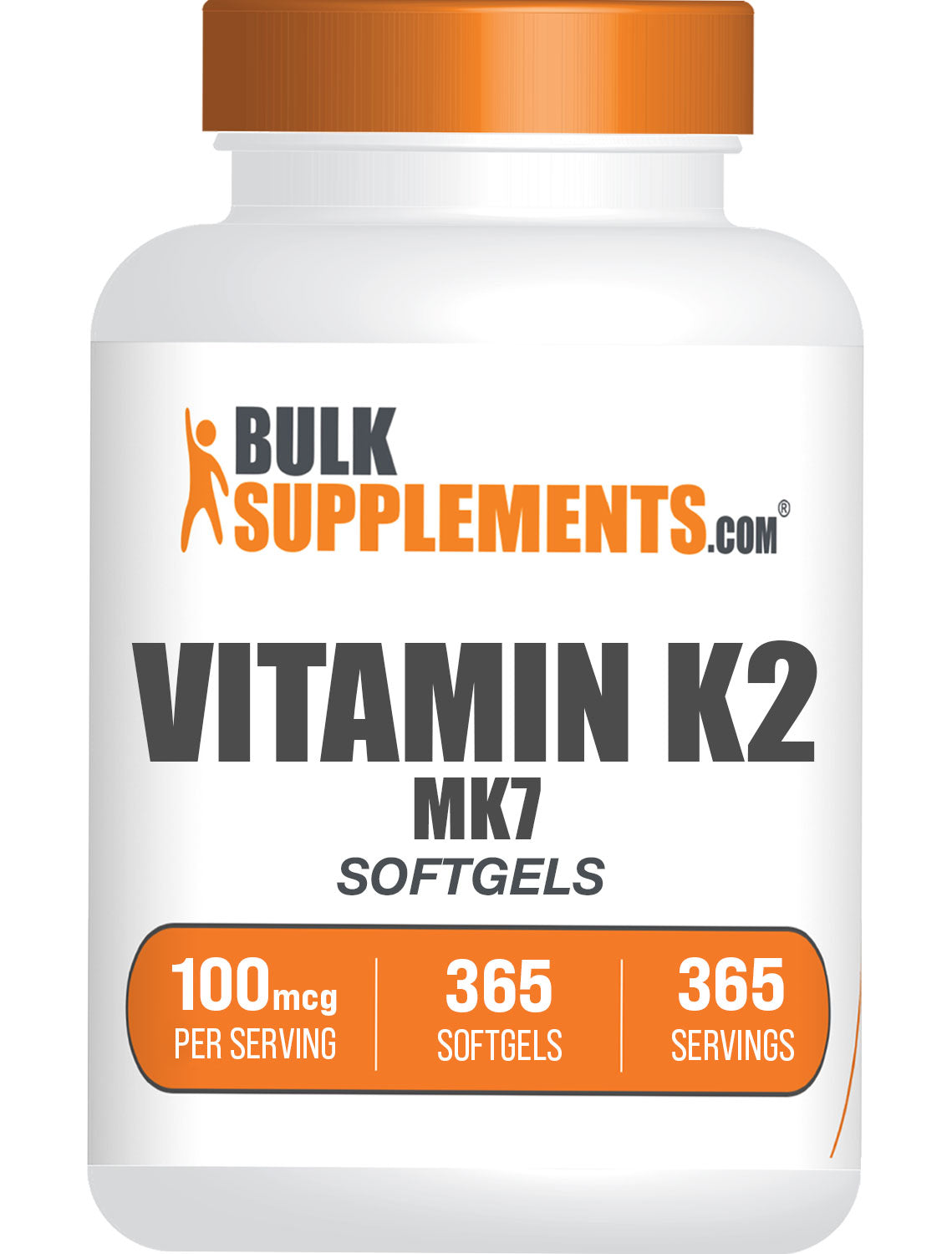 BulkSupplements.com Vitamin K2 MK7 365 Softgels Bottle