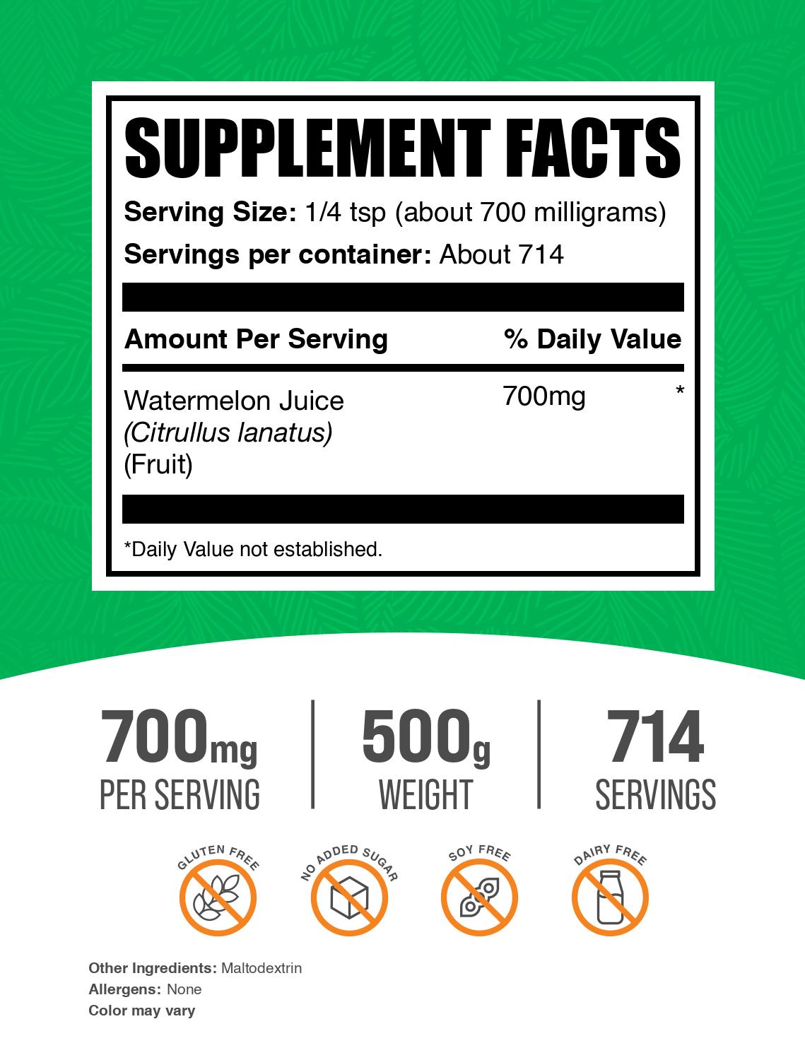 Watermelon juice powder label 500g