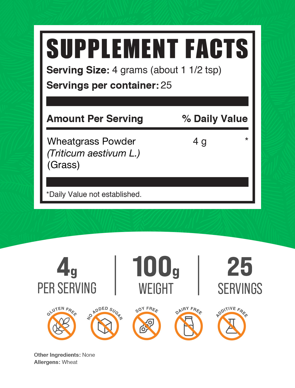 Wheatgrass Powder 100g label