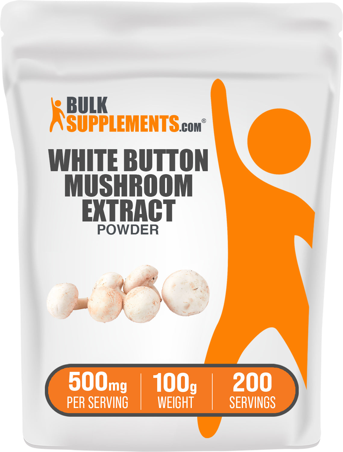 BulkSupplements.com White Button Mushroom Extract Powder 100g bag image