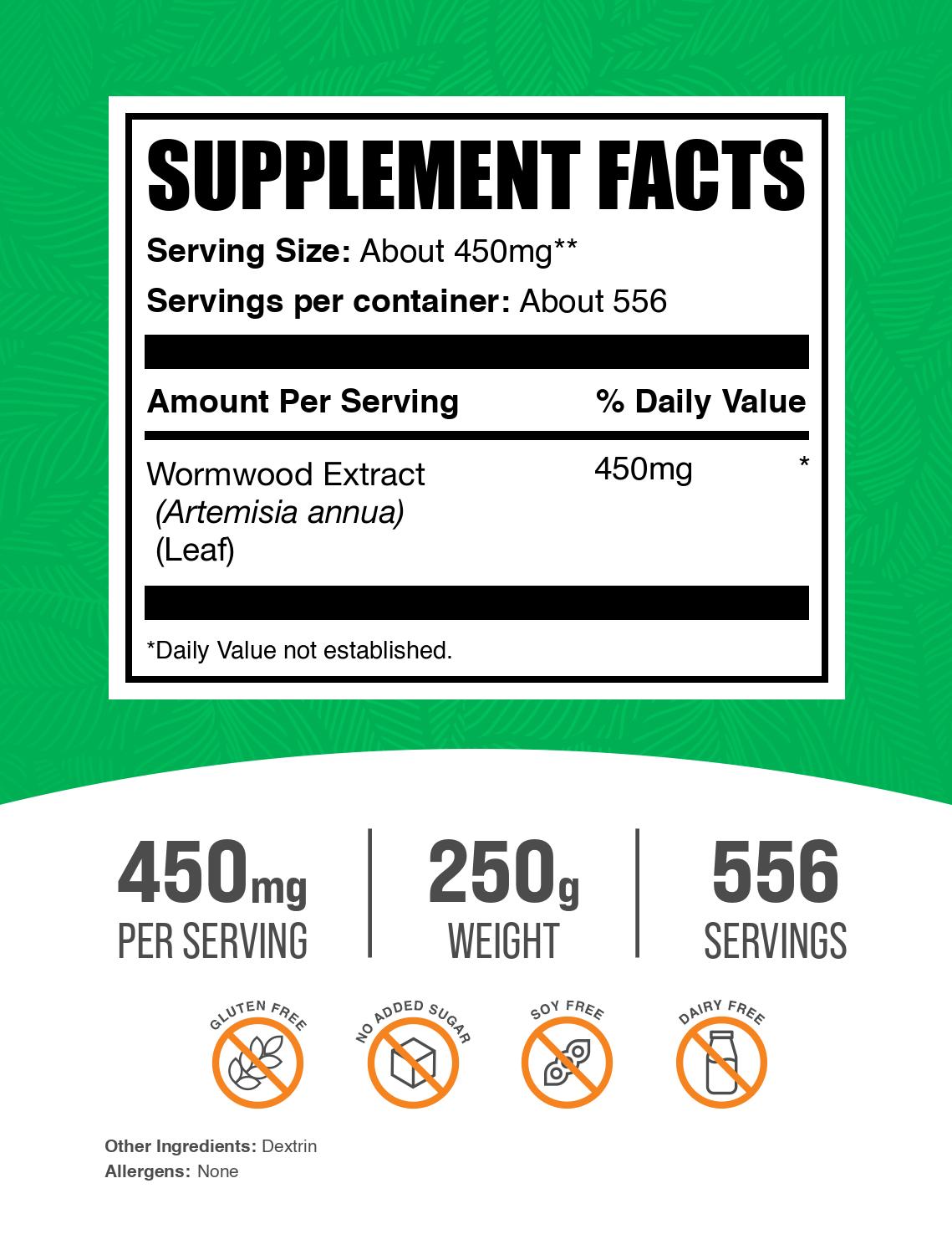 Wormwood extract powder label 250g