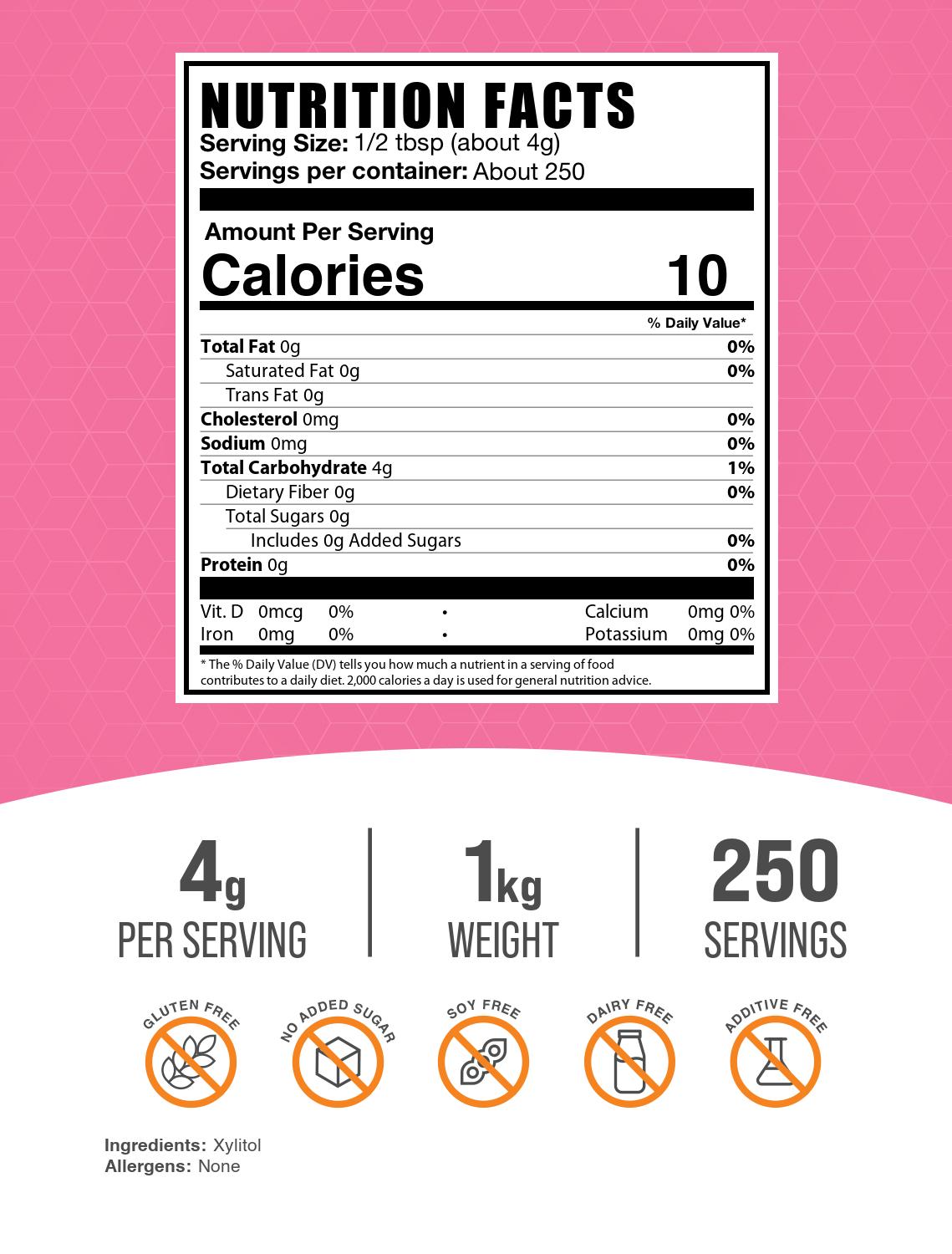 Xylitol Powder 1kg Label
