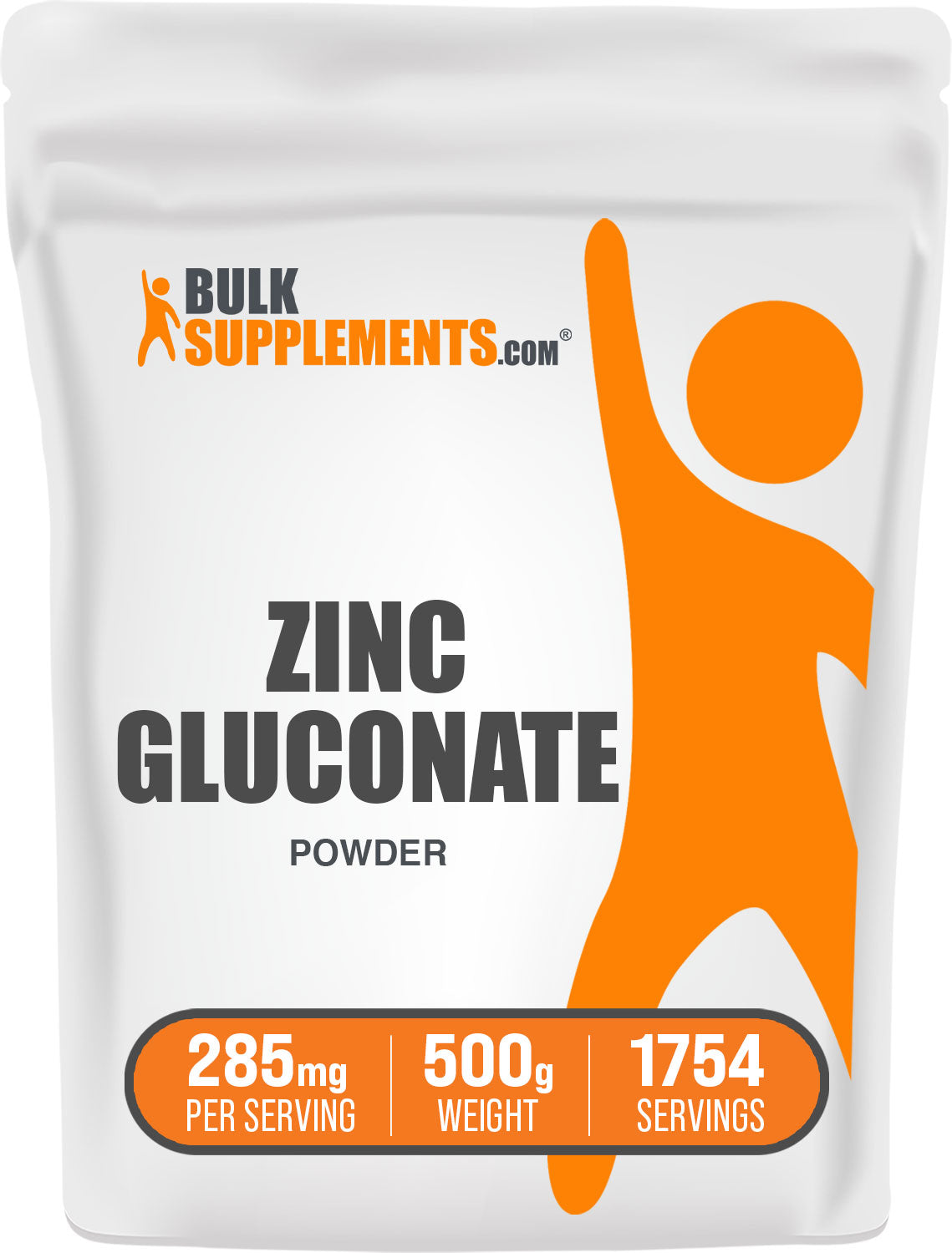 BulkSupplements Zinc Gluconate 500g Bag