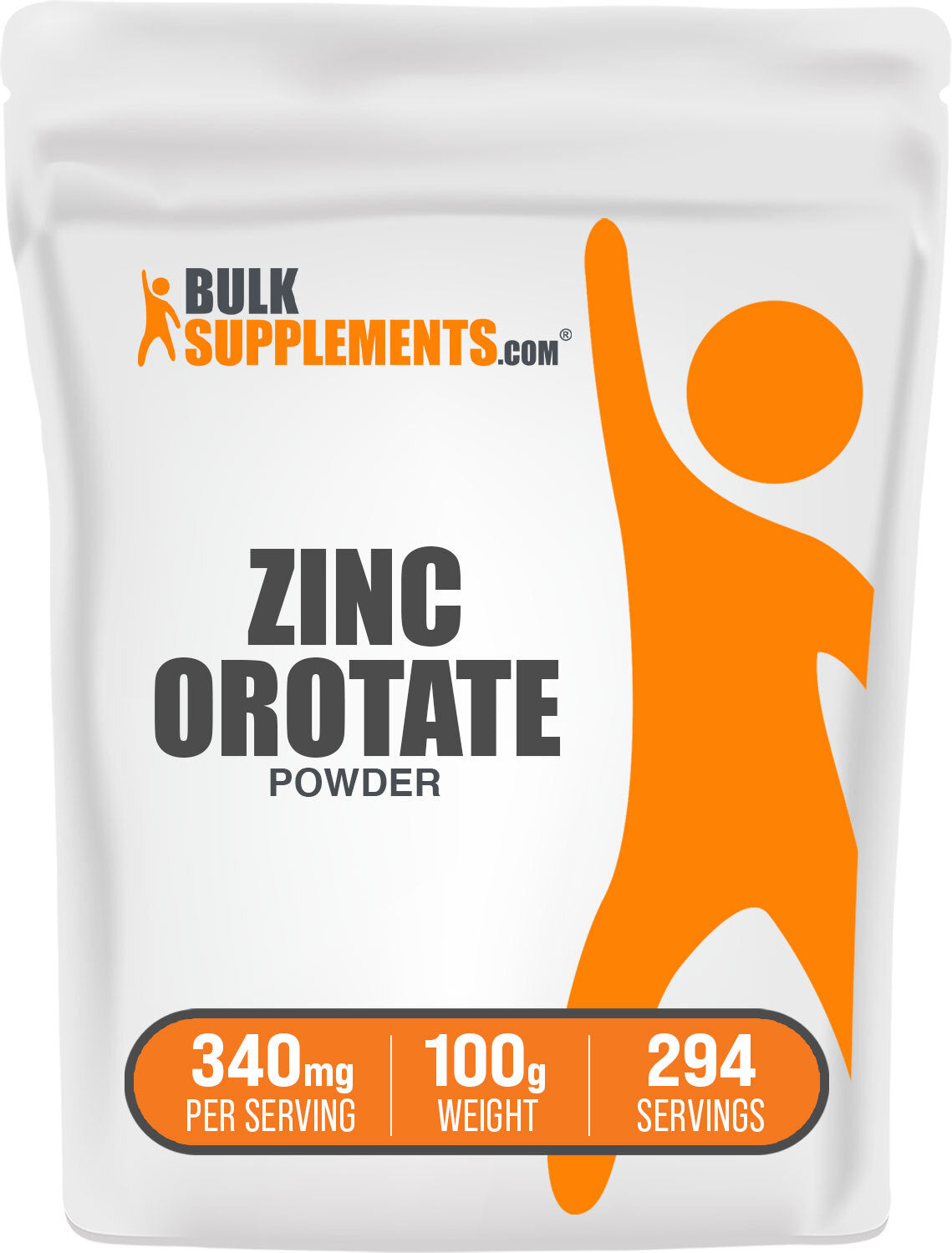 BulkSupplements Zinc Orotate Powder 100g bag