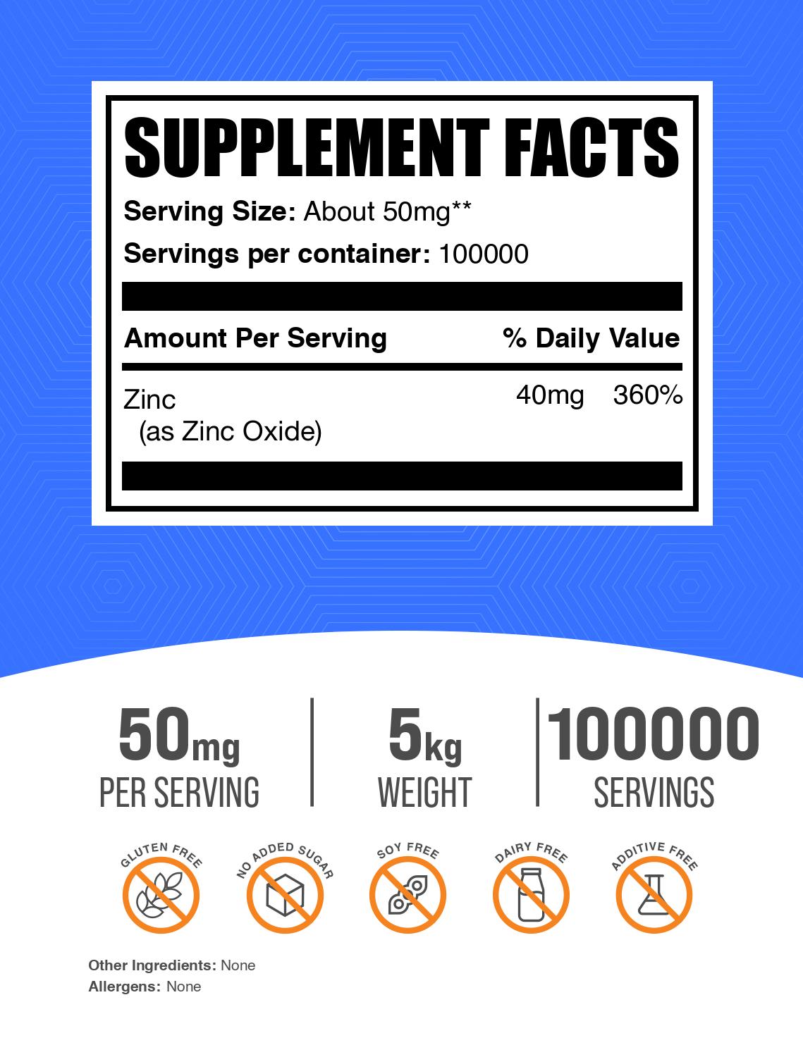 Zinc Oxide Powder 5kg Label