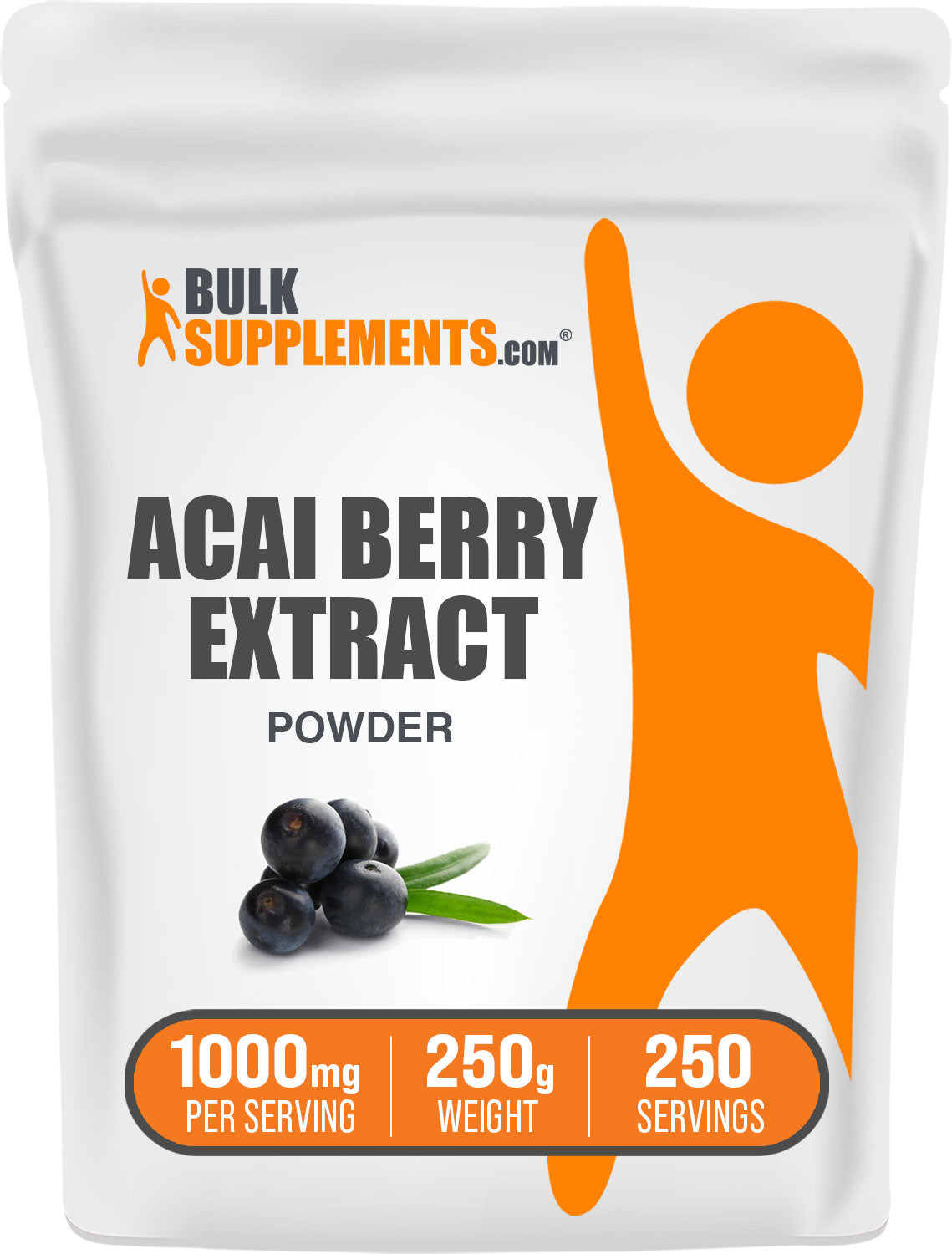 BulkSupplements.com Acai Berry Extract Powder 250g Bag
