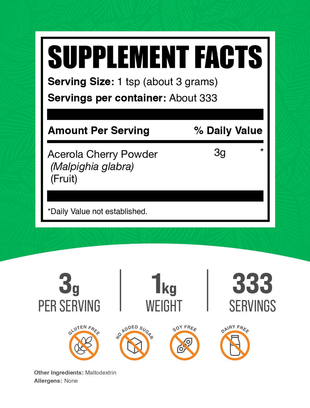 Acerola Cherry Powder - For Immune & Wellness Support Daily