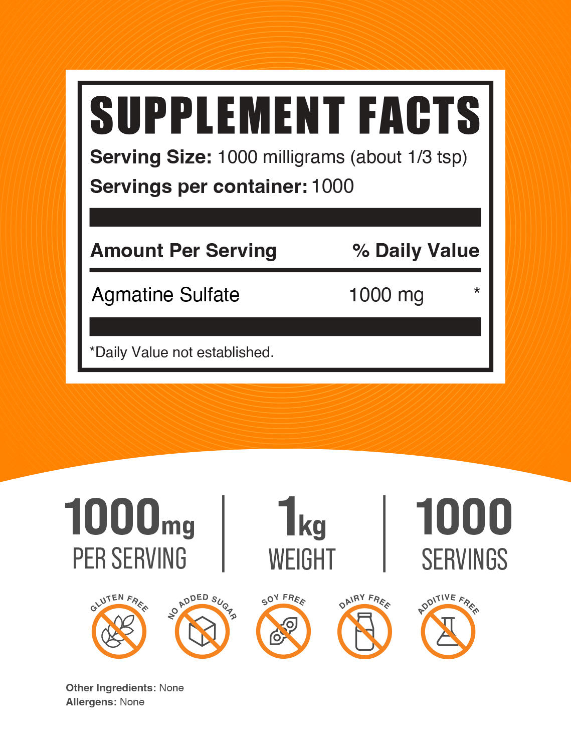 Supplement Facts Agmatine Sulfate 1kg