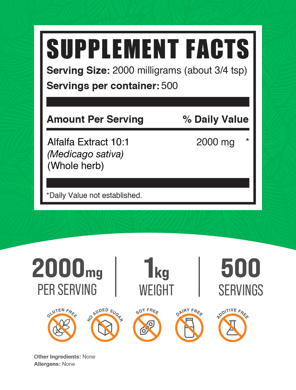 Alfalfa Extract 1kg label