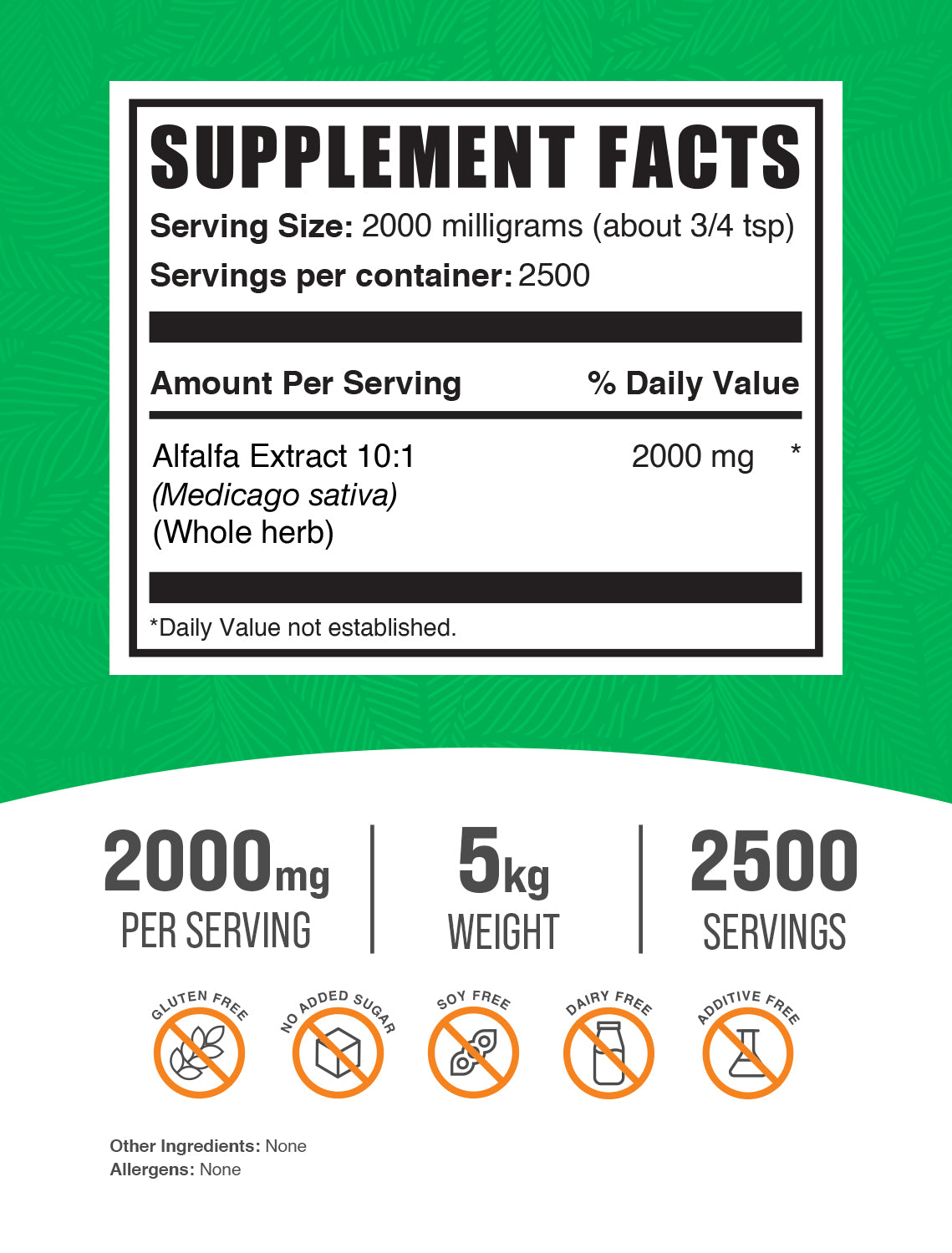Alfalfa Extract 5kg label