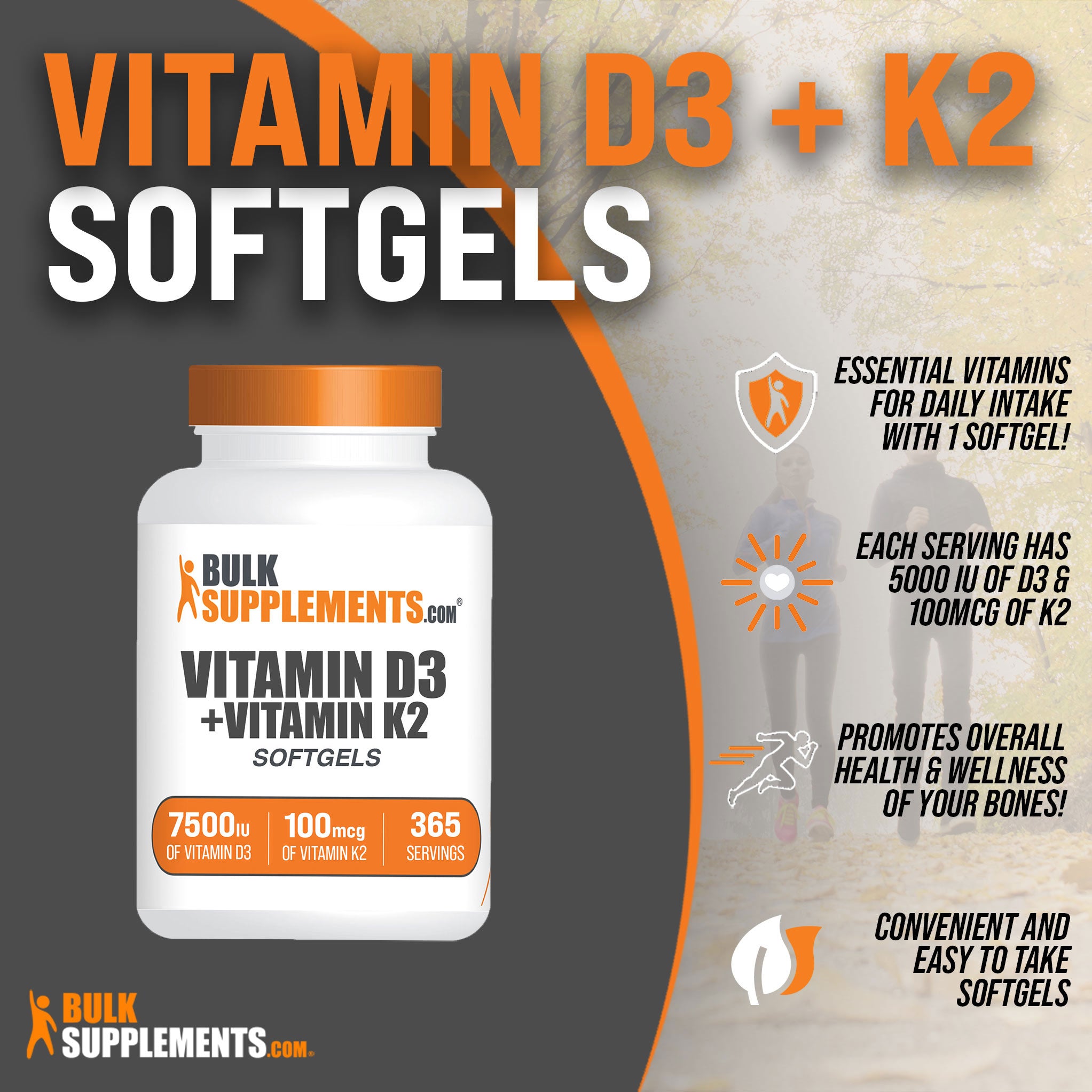 Vitamin D3 + K2 Softgels Main Benefits 