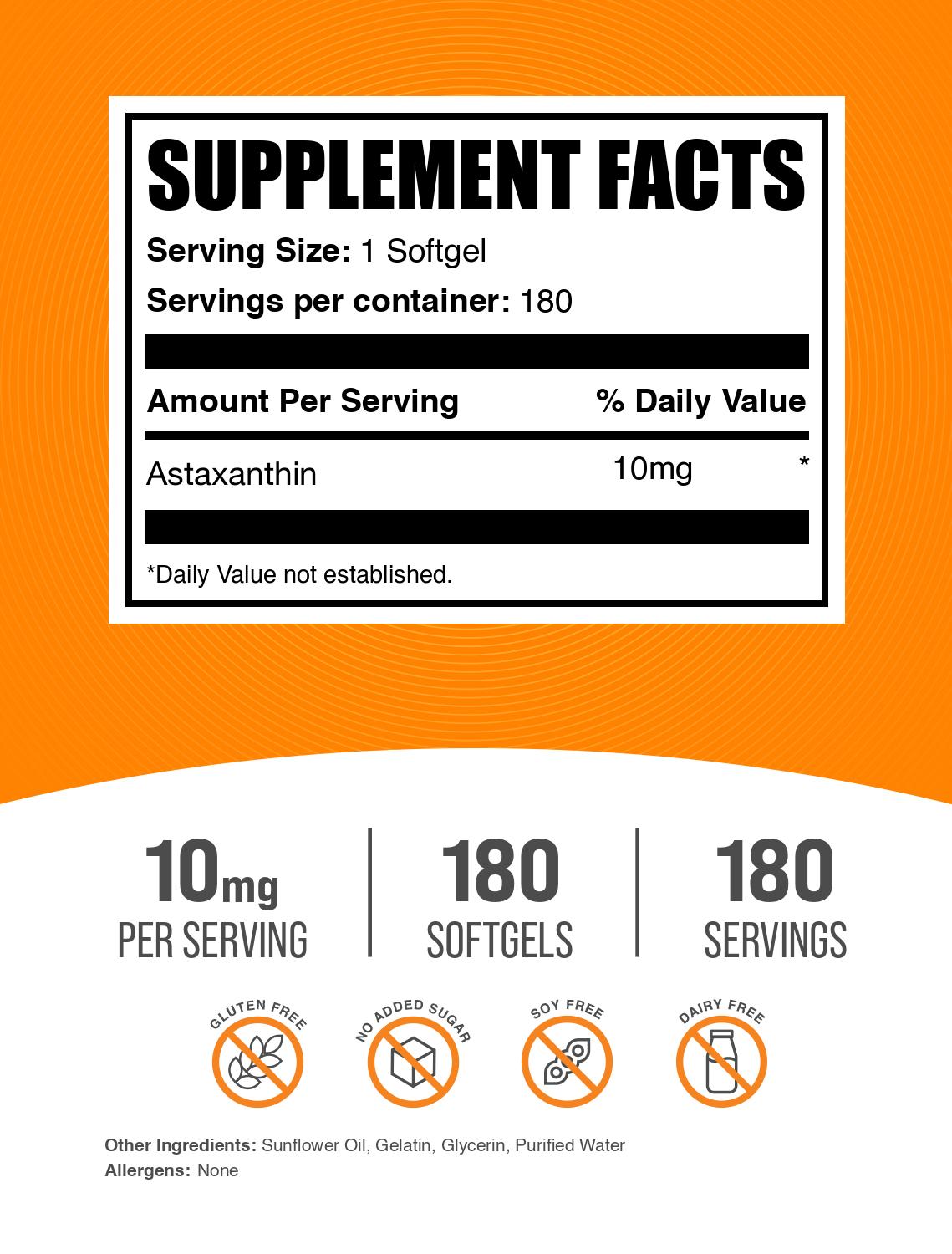 Astaxanthin 180 softgels label
