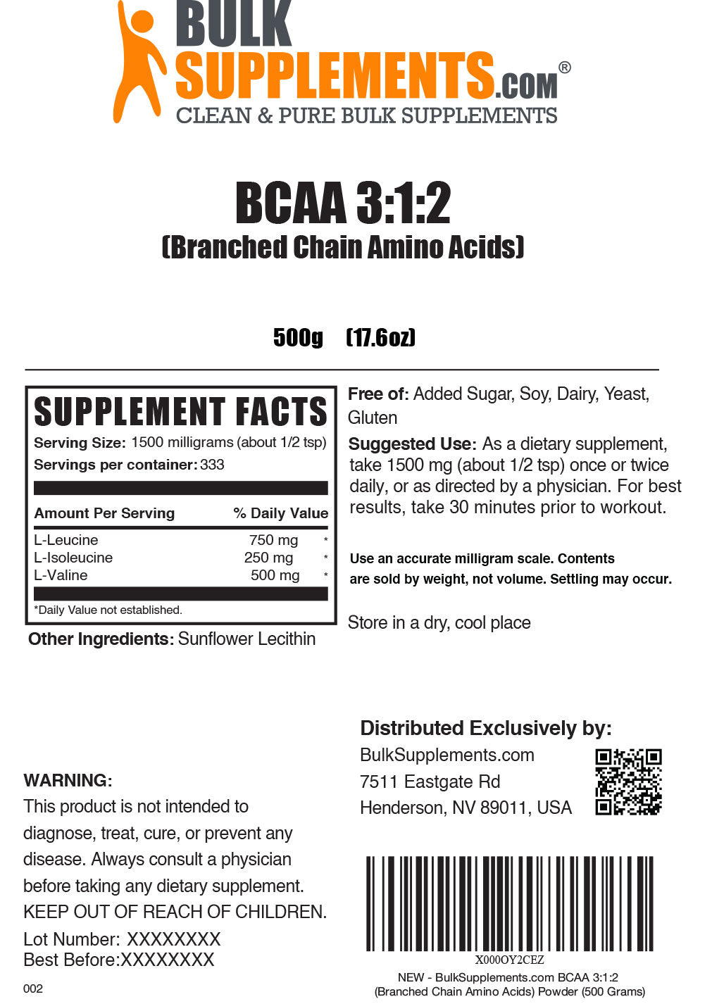 BCAA 3:1:2 Label 500g