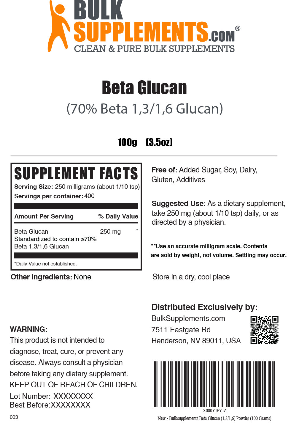 Bêta-glucane 1,3/1,6 en poudre